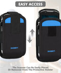 Rugged Scanner Holster Case For Handheld Barcode Scanners With Metal Belt Clip And Pen Holder, Built Tough, front view