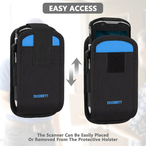 Rugged Scanner Holster Case For Handheld Barcode Scanners With Metal Belt Clip And Pen Holder, Built Tough, front view