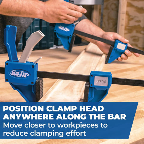 Gnarly Quick Grip Bar Clamps 12 Inch Heavy Duty Woodworking Tool 300 Lb Capacity GripMaxx Tech shown in use for easy workpiece clamping.