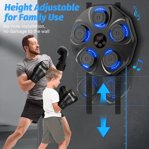 Music Boxing Machine Interactive Punching Trainer With Boxing Gloves Wall Mounted Electronic Boxing Target For Adults And Kids