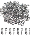 100 Pieces Ball Chain Pull Loop Connectors For Bead Chain 3mm And 3.2mm, 304 Stainless Steel Clasps, piled and lined for detail view