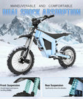 Next Level Electric Dirt Bike And Off Road Mini Ebike delivering epic 37 mph in snowy terrain with dual shock absorption features.