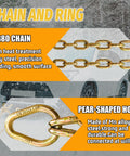 G80 V Bridle Chain Five Sixteenths Inch By Three Feet Heavy Duty Transport Chain With Fifteen Inch J Hooks And Grab Hooks