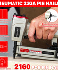 Pneumatic Pin Nailer 23 Gauge Headless Micro Pinner For Cabinets And Interior Decor, with 2160 pin nails, hand-held image