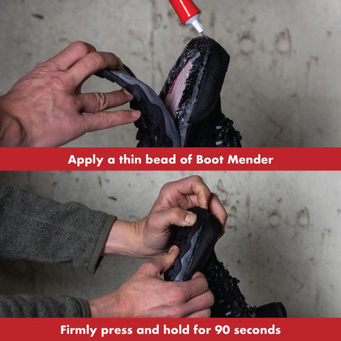 Applying Boot Mender Glue For Shoes Clear Instant Bond Heavy Duty Adhesive For Soles And Heels 30g Tube No Clamp Needed