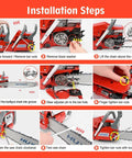 Step-by-step installation of 62cc Gas Chainsaw With 18 Inch Bar, Two Stroke Gasoline Power Chain Saw Built For Cutting Trees