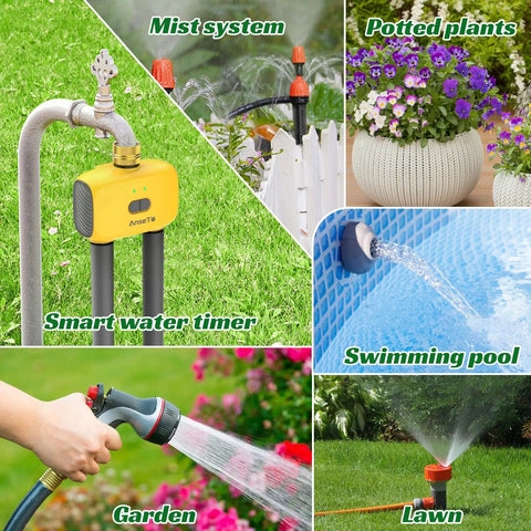 WiFi Sprinkler Timer Two Zone With App Control For Travel, Smart Irrigation System For Outdoor Hose And Lawn Care, Brass Inlet