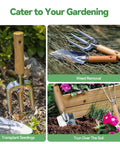 9-Piece Heavy Duty Garden Hand Tools Set With Rust-Proof Stainless Steel Tools And Cool Organizer Tote shown in gardening use