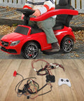 Child riding toy car with 24V DIY Wiring Harness Kit With 2.4G Remote for Ride On Cars Power Upgrade from 12V to 24V shown below.