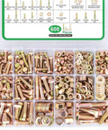 Heavy Duty Hex Nuts And Bolts 608 Piece Kit With Washers Rust Resistant Finish showing assorted bolts and nuts in a storage case.