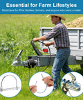 Farmer using trailer equipped with 8 Pack Trailer Hitch Pin One Quarter Inch Standard Pins With Safety Lock And Locking Retainer.