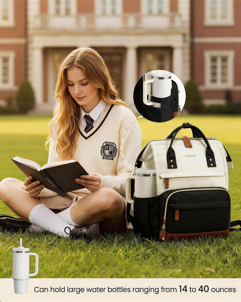 15.6 Inch Laptop Backpack For Women With Wide Open Frame For Quick Access Waterproof Large Capacity Daypack For Work Travel And School Nurse Bag