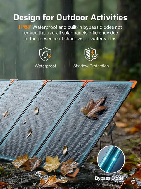 Beefy 2400W Portable Power Station With 400W Solar Panel And 2048Wh LiFePO4 Battery in rain showing waterproof feature