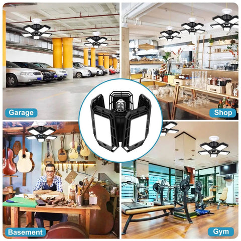 Two Pack LED Garage Light With Six Plus One Deformable Panels 160W 16000LM 6500K Cool White lighting various spaces