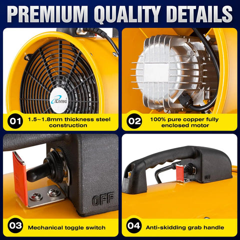 Portable High Velocity Blower And Fume Extractor For Shop And Garage, Heavy Duty 12 Inch Exhaust Vent Fan details and features.