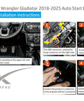 Installation guide for Auto Start Stop Eliminator For Jeep Wrangler JL JLU 2018-2026 And Gladiator JT 2020-2026, step-by-step images.