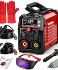 2 In 1 110V MMA Stick Welder And Lift TIG Inverter Portable Arc Welder kit with cables, gloves, mask, and manual