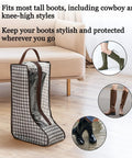 2 Pack Portable Boot Storage Organizer Bags For Tall Boots, Dustproof Waterproof Travel Shoe Bags, houndstooth design with zipper