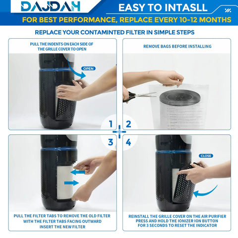 Installation steps for AP-T20FL Replacement Filters For Total Clean 5 In 1 Tower Air Purifier AP-T20 AP-T20W 2 Pack