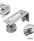 Stainless Steel Sliding Barn Door Floor Guide Wall Mounted Flush Mount Stay Roller With Bottom Adjustable Roller, close-up view.