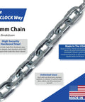 Dead Nuts Reliable 10mm Square Steel Chain Zinc Plated Hardened Metal 10 Feet Long Made In Usa close-up of rugged chain links for towing and securing.