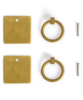 Ring Plate Pulls Set Of 2 In Solid Brass For Cabinets And Furniture 2.36 Inches Wide, 2.36 Inches High And 0.74 Inches Deep