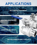 Two Pack Half Inch Full Port Ball Valve With NPT Male Female Threads Forged From Tough 304 Stainless Steel Absolute Workhorse Design Rated For One Thousand PSI On Water Oil Gas Lines With Reliable Locking Handle in industrial settings.