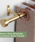 Adjustable 16 To 56 Inch Curtain Rod Set With 1 Inch Diameter Telescoping Splicing Structure Beefy Heavy Duty Pole In Warm Gold Finish Supports Up To 30 Lbs Durable Aluminum Brackets Modern Window Treatment Rod