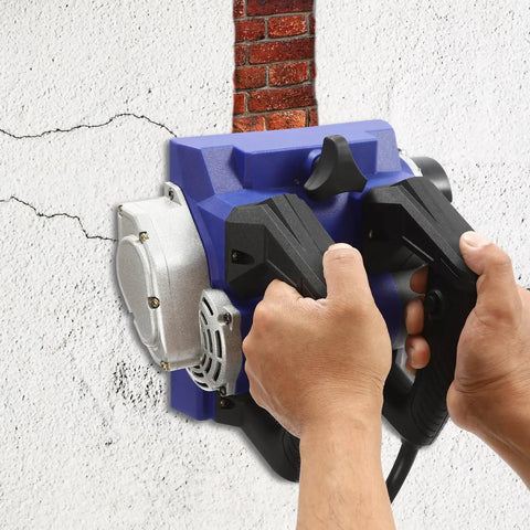 Heavy Workhorse 1300W Handheld Wall Planer, Smooth Operator Electric Wall Scraper For Quick Paint And Putty Stripping, in use on cracked wall.