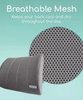 Heavy Duty Lower Back Support Pillow Lumbar Cushion For Office Chair Car Gaming with breathable mesh for cooling.