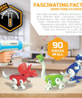 90 Piece Dino Construction Set With Kid Safe Power Screwdriver And Screws Build Brachiosaurus T Rex And Triceratops Action Model Kit