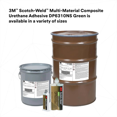 Composite urethane adhesive DP6310NS, green two-part non-sag paste 48.5 mL Duo-Pak with larger containers