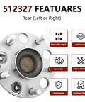 Two Pack Premium Quality Rear Wheel Bearing Hub Assembly Replacement Fits Acura TSX 2004 2005 2006 2007 2008 And Honda Accord 2005 2006 2007 Direct Fit Wheel Hub Bearing Set with ABS encoder