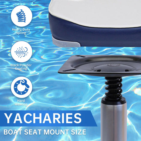 Boat Seat Swivel Mount With 360-Degree Rotation, Three Quarter Inch Steel Pin With Spring, Lock N Pin, close-up view.