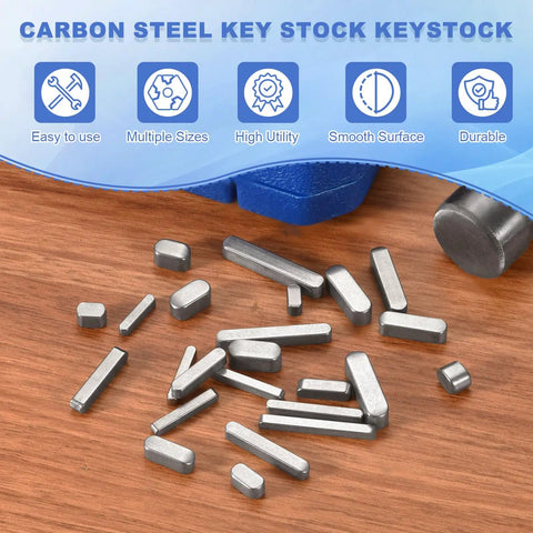 Round Ended Feather Key Set 22x6x6 Mm Stainless Steel Shaft Key Stock 5 Pcs displayed on wooden surface