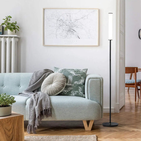 Dope Cylinder LED Floor Lamp With Remote, Full Range Dimming And Adjustable Color Temperature 3000K-6000K, Black Finish in living room