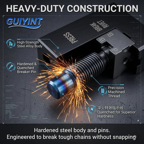 Motorcycle Chain Rivet Tool Replacement For Motion Pro PBR Chain Tool 08 0470 with sparks showing hardened steel body and pins