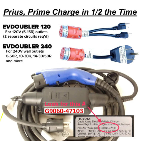 Level 2 EV Charger Adapter For Quick Home Charging Badass 240 Volt Upgrade Kit with EVDOUBLER for Toyota, Chevrolet, Ford, Honda.