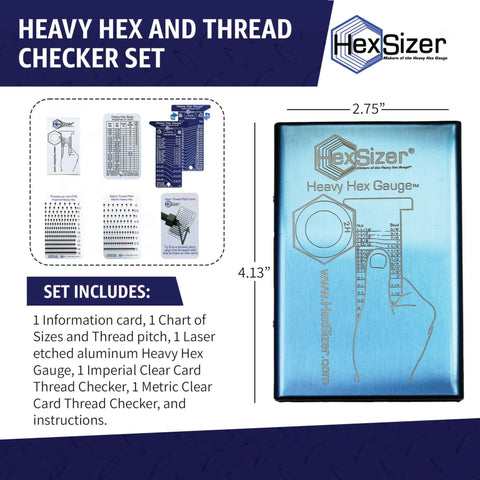 Pro Grade Heavy Hex Gauge And Thread Checker Set For Quick Inch And Metric Fastener Measurements Easy On Rigs Bolts Nuts And Studs Every Real Deal Mechanic Knows This Is A Dang Good Investment In Precision