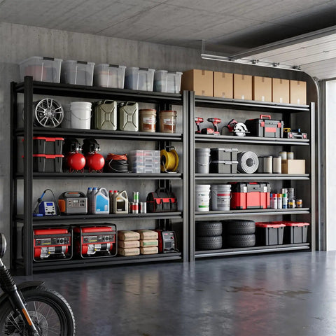 84 Inch Heavy Duty Metal Storage Shelving Unit With 5000 Lb Capacity 5 Tier Adjustable Freestanding Garage Shelves in workshop