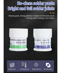 Two 50g containers of Electronic Chip Solder Paste Fifty Gram Non Erosive Smooth Multifunctional Soldering Flux With Bright Joint For BGA IC PCBs CPUs LEDs TVs Sensors Appliances Totally Great For Tiny Component Assembly And Rework