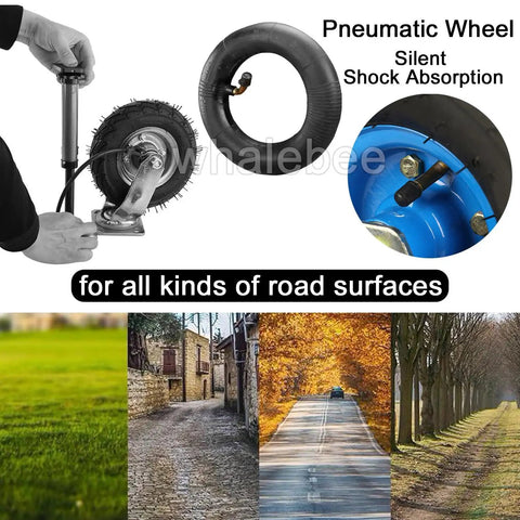 Heavy Duty Pneumatic Caster Wheels With Built Tough Steel Plates And Shock Absorbing Rubber Tires Six Eight Ten Inch Sizes For Smooth Rollin Swivel And Fixed DIY Cart Replacement Set