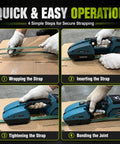 Step-by-step guide to using the Heavy Duty Electric Strapping Gun With Digital Readout And Dual 4000mAh Batteries.