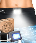 Magnetic Running Light 300 Lumen Rechargeable Clip On Safety Floodlight for Runners Night Walks, shown worn on waist