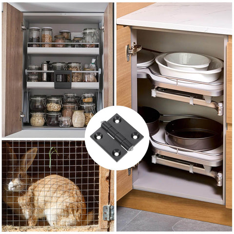Zinc Alloy Mini Folding Hinges For Cabinets 60mm X 60mm Black Two Pack Uxcell 180 Degree Adjustable Hinges featured in various setups.