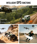 Foldable Drone With 4K Camera For Adults And Beginners, FPV RC Quadcopter With GPS Follow, auto return, circle fly functions