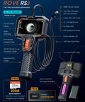 Articulating Borescope Camera With Light For Tight Spaces, 2-Way 210 Degree Flex Probe, Ultra Slim 6.2mm Wand, Hand Controls, Includes 32GB Card, Perfect For Engine, Plumbing, And Machinery Inspections showing handheld display and probe