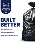 Beefy Heavy Duty 55-60 Gallon Contractor Trash Bags, 1.2 Mil Black Puncture Resistant showing tear-resistant highlights