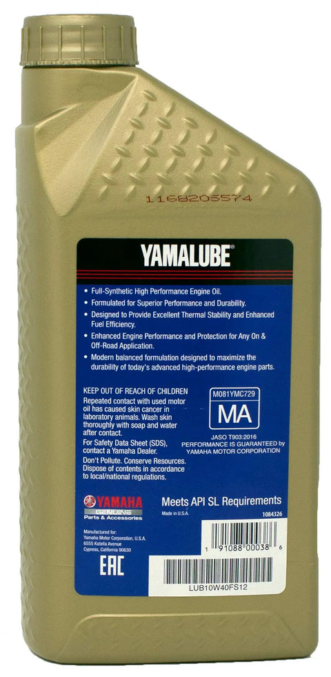 Must-Have Full Synthetic Oil Change Kit For 2006-2020 Yamaha Raptor 700 Sport ATV With 10W-40 4T Hi-Performance Oil bottle