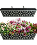 2 Pack 24 Inch Window Planter Boxes With Adjustable Brackets And Nonwoven Fabric Grow Bags For Deck Railing Balcony
